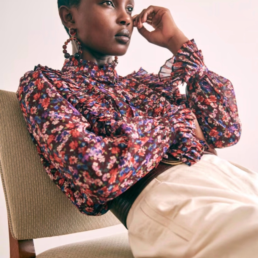 Sezane Multicolor Floral Blouse
